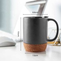 350 Ml Siyah Renk Seramik+Mantar Dizayn Bardak